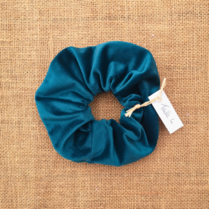 chouchou en velours bleu nuit fait main