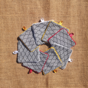 lot de carrés démaquillants lavables Marine fait main, zéro déchet