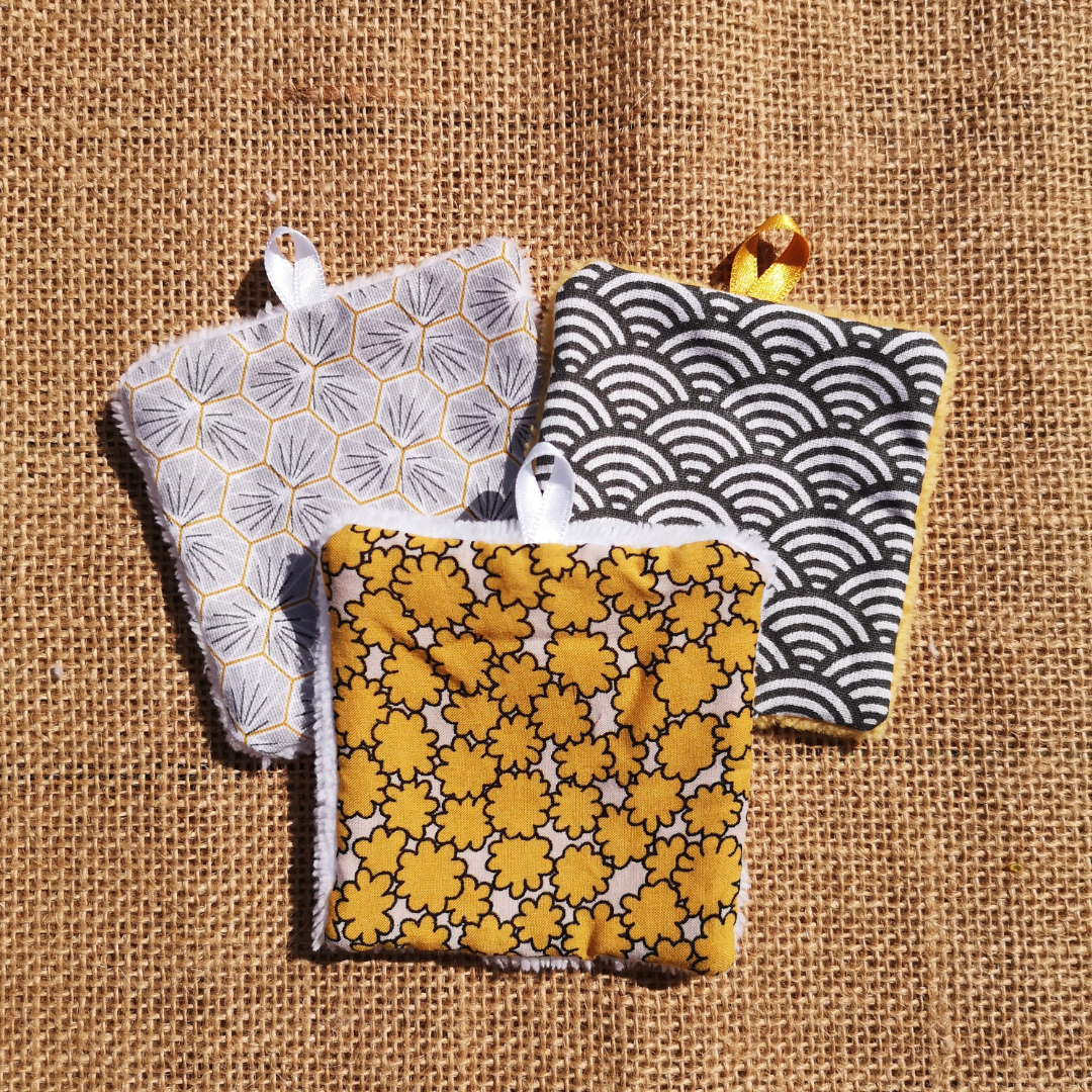 lot de 3 cotons démaquillants lavables fait main