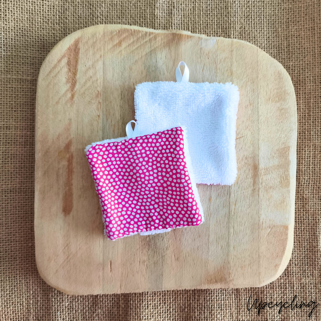 Coton lavable rose à pois fait main