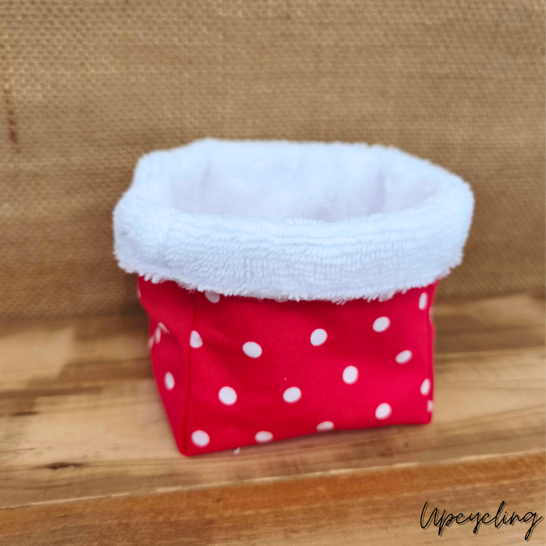 Hand made, panier christiane rouge à pois