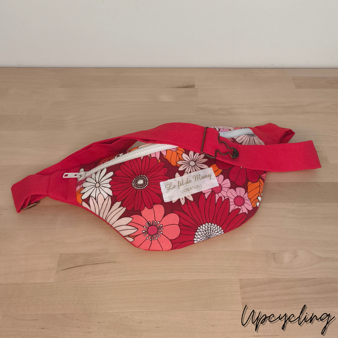 Banane Donna, fait main, tissu vintage à fleurs